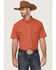 RANK 45 Men's 8 Seconds Short Sleeve Pearl Snap Western Tech Shirt , Medium Red, hi-res