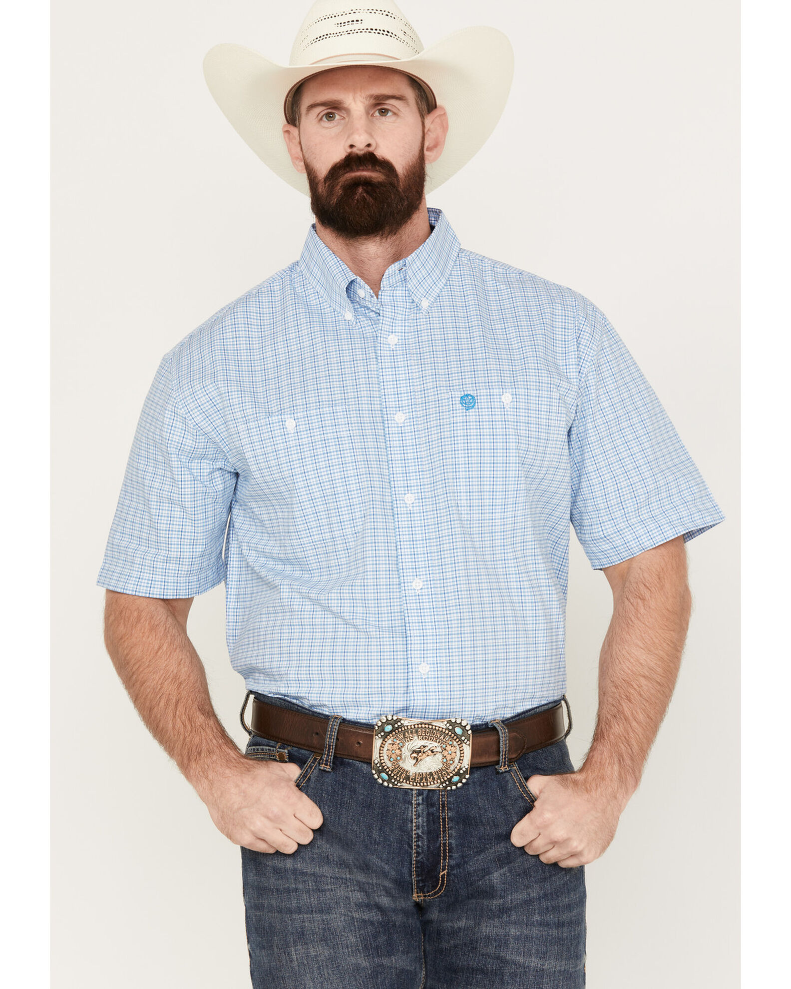 George Strait by Wrangler Men's Plaid Print Short Sleeve Button Down  Western Shirt - Big | Sheplers