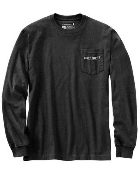 Carhartt Men's Relaxed Fit Heavyweight Long Sleeve Pocket C Graphic T-Shirt, Heather Grey, hi-res