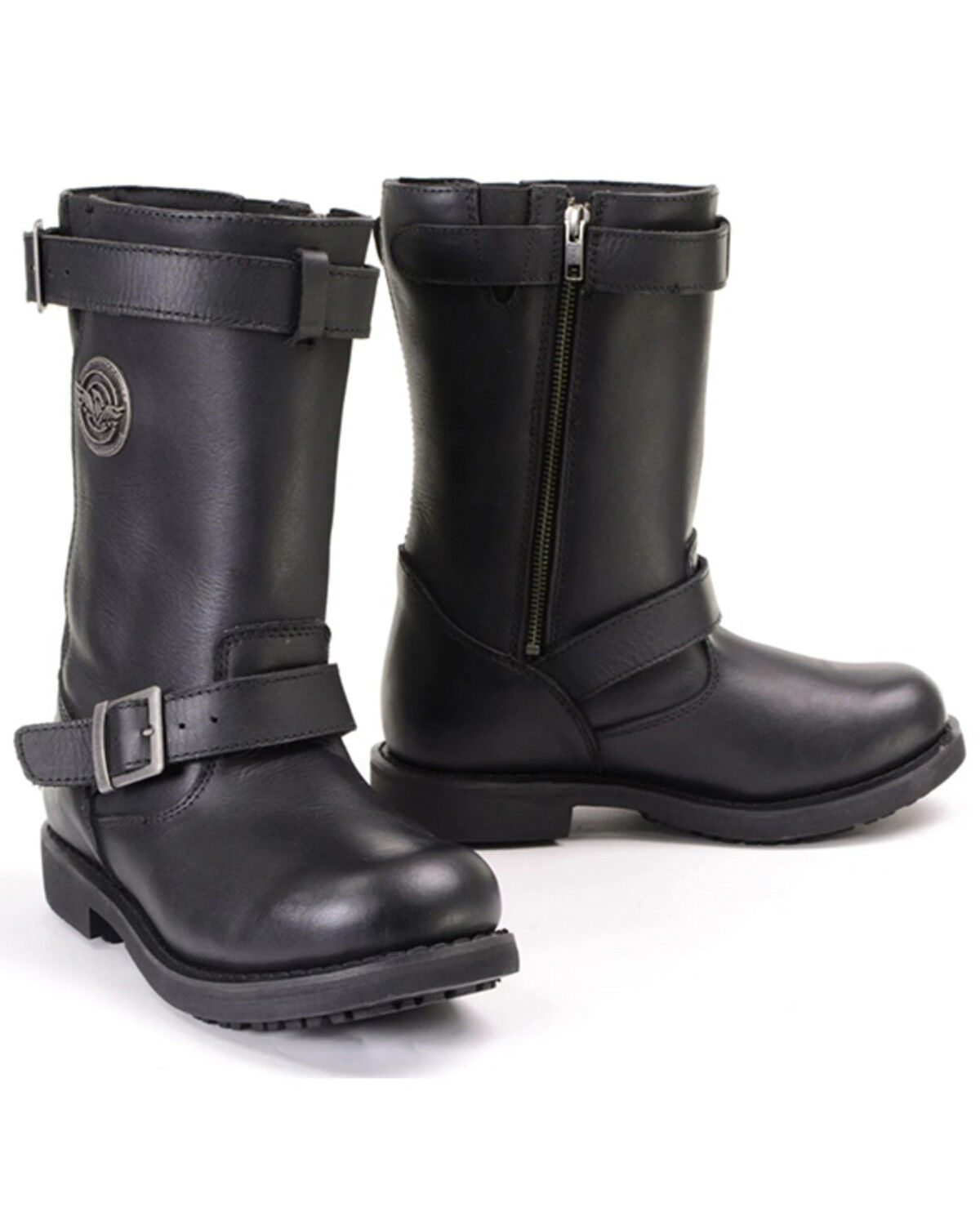 Image #1 - Milwaukee Leather Women's 11" Classic Engineer Motorcycle Boots - Round Toe, Black, hi-res