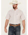 Ariat Men's Anson Plaid Print Classic Fit Short Sleeve Button-Down Western Shirt, Light Pink, hi-res