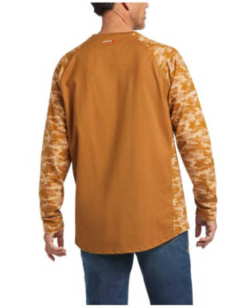 Image #2 - Ariat Men's Digi FR Stretch Camo Print Long Sleeve Baseball Work Shirt - Big, Brown, hi-res