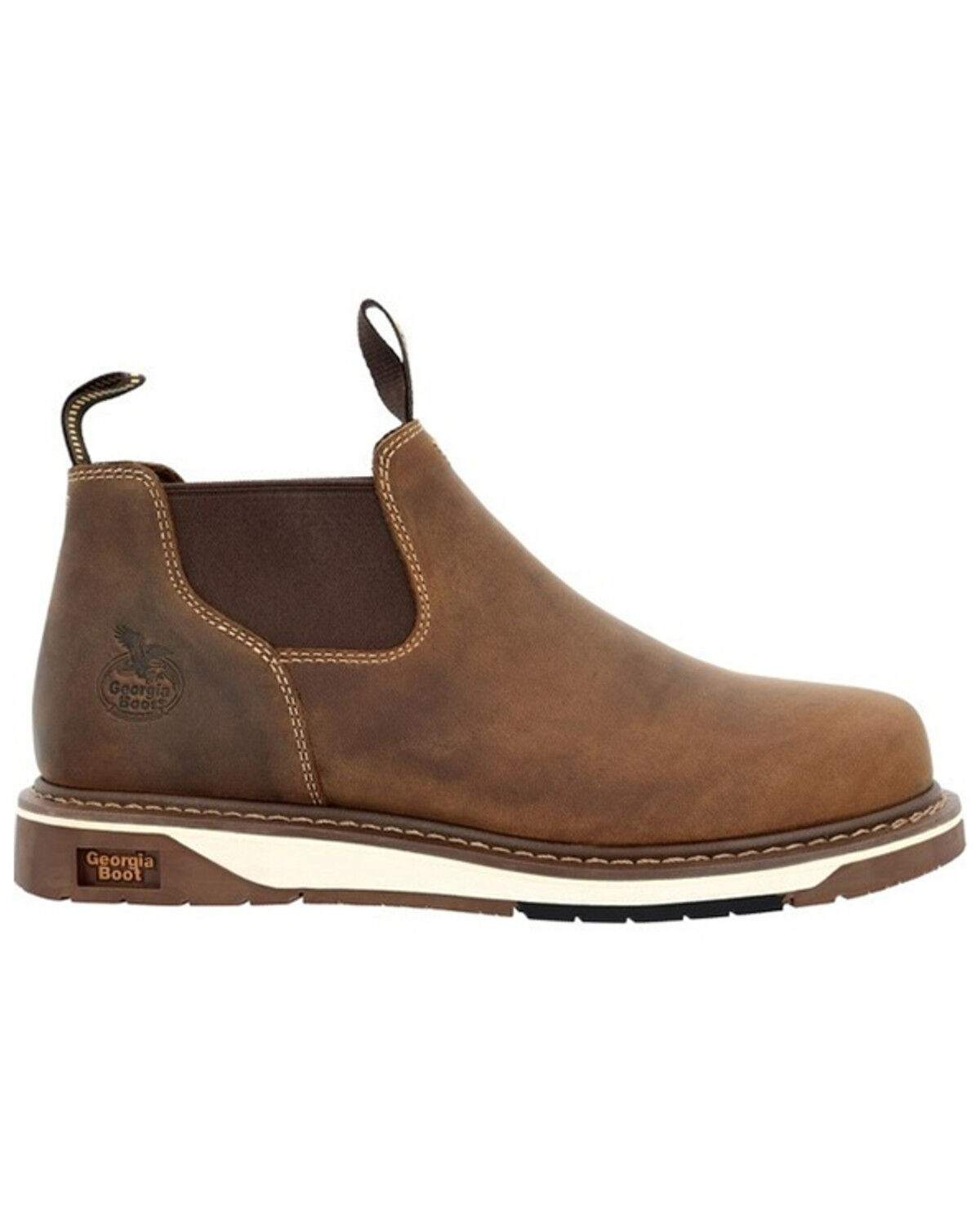 Image #2 - Georgia Boot Men's AMP LT Wedge Chelsea Romeo Work Boot - Round Toe, Brown, hi-res