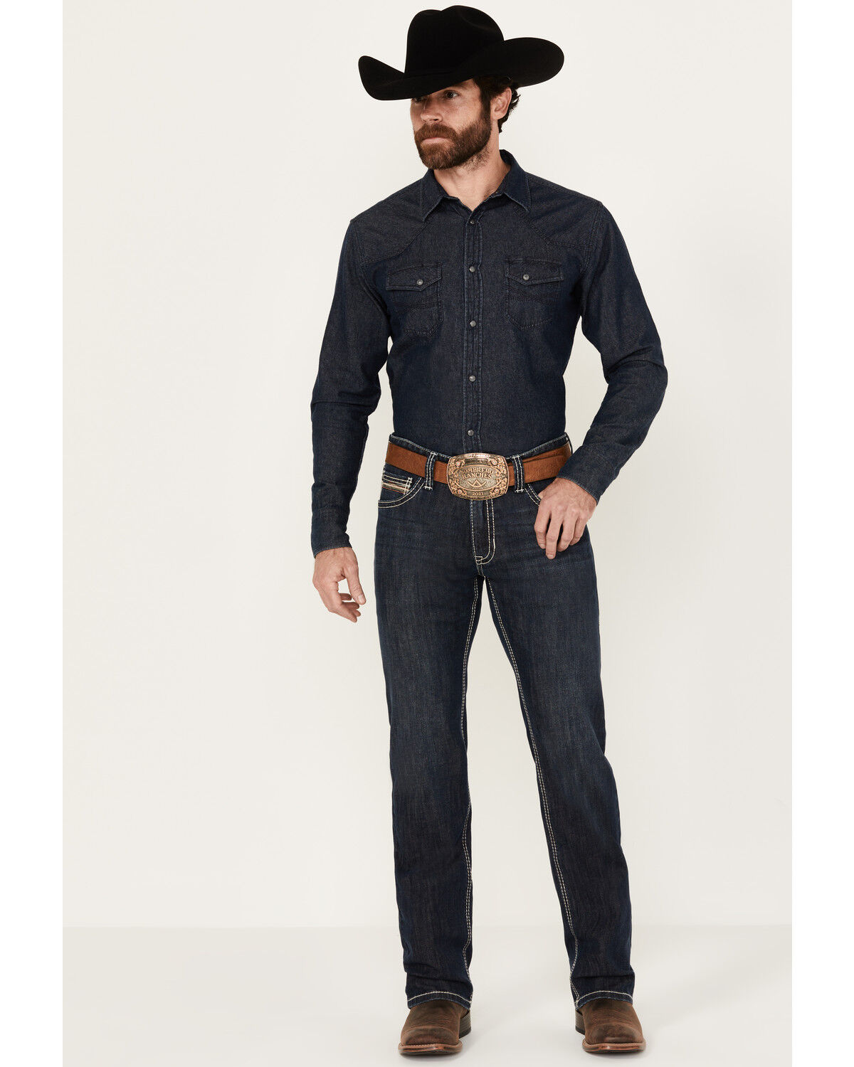 Image #3 - Rock & Roll Denim Men's Revolver Dark Vintage Wash Slim Straight Reflex Denim Jeans, Dark Wash, hi-res