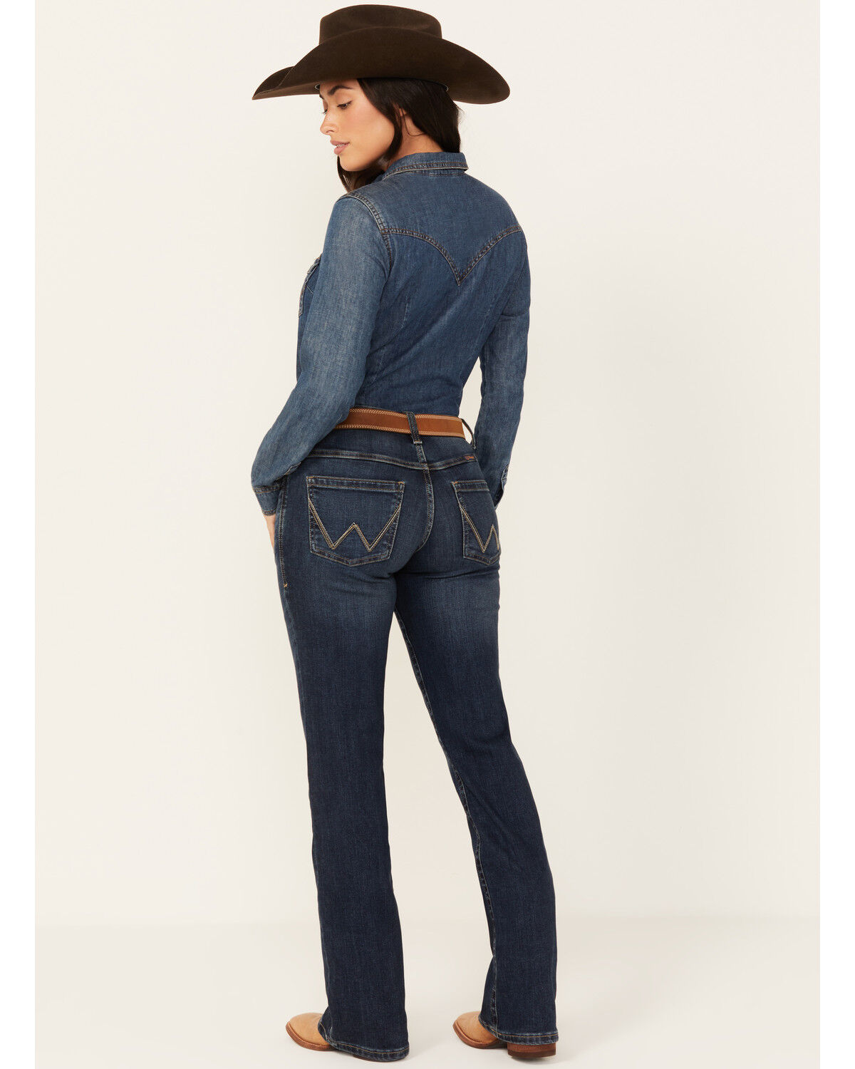 Image #3 - Wrangler Women's Jade Dark Wash Mid Rise Relaxed Bootcut Ultimate Riding Jeans, Dark Wash, hi-res
