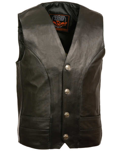 Milwaukee Leather Men's Buffalo Nickel Snap Classic Vest, Black, hi-res