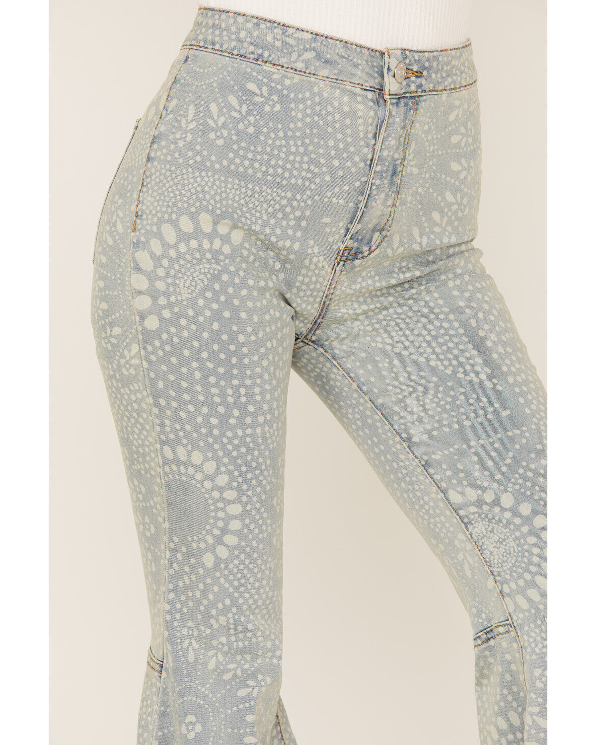 Image #2 - Free People Women's Light Wash High Rise Geo Print Just Float On Flare Jeans, , hi-res
