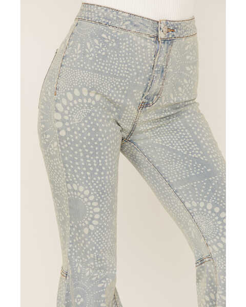 Image #2 - Free People Women's Light Wash High Rise Geo Print Just Float On Flare Jeans, Light Wash, hi-res