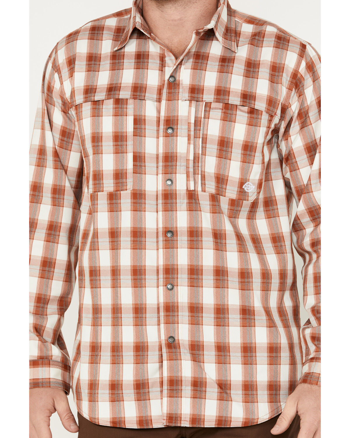 Image #3 - Dickies Men's Temp IQ Plaid Long Sleeve Western Snap Work Shirt, Brown, hi-res