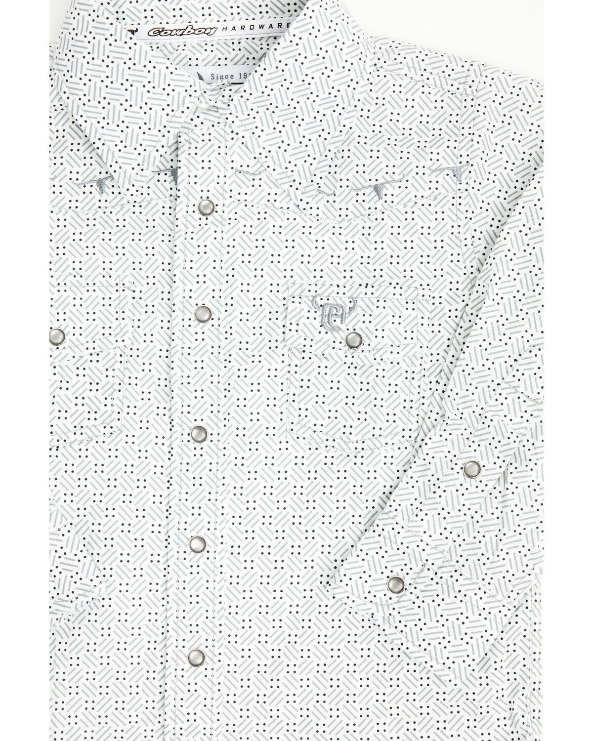 Image #2 - Cowboy Hardware Toddler Boys' Geo Print Long Sleeve Pearl Snap Stretch Western Shirt, White, hi-res