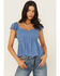 Image #1 - Cleo + Wolf Women's Elizabeth Peplum Top, Steel Blue, hi-res