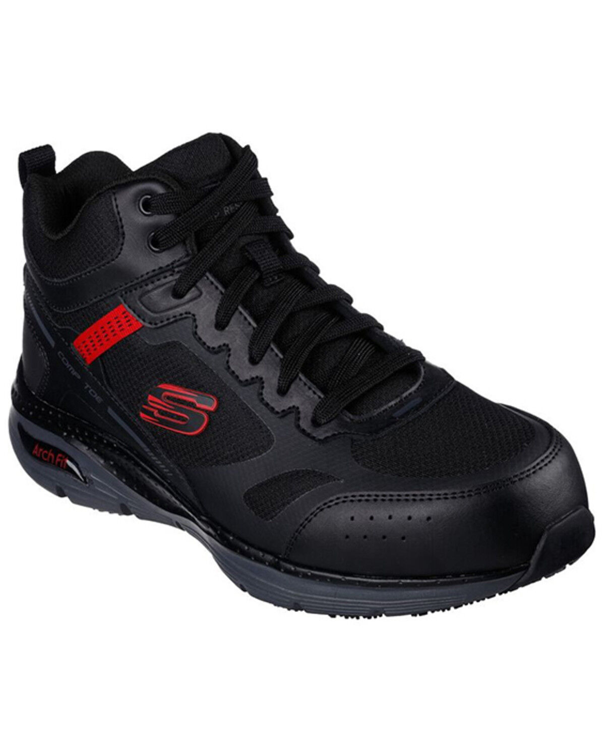 Image #1 - Skechers Men's 4" Arch Fit Bensen Work Shoes - Composite Toe, Black, hi-res