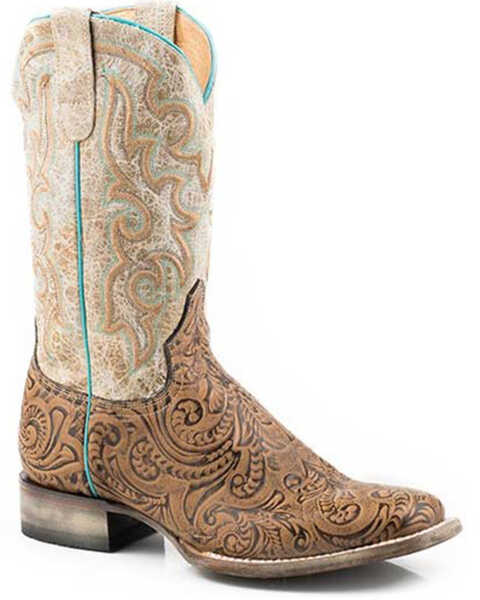 Roper Women's Florence Western Boots - Square Toe, Tan, hi-res