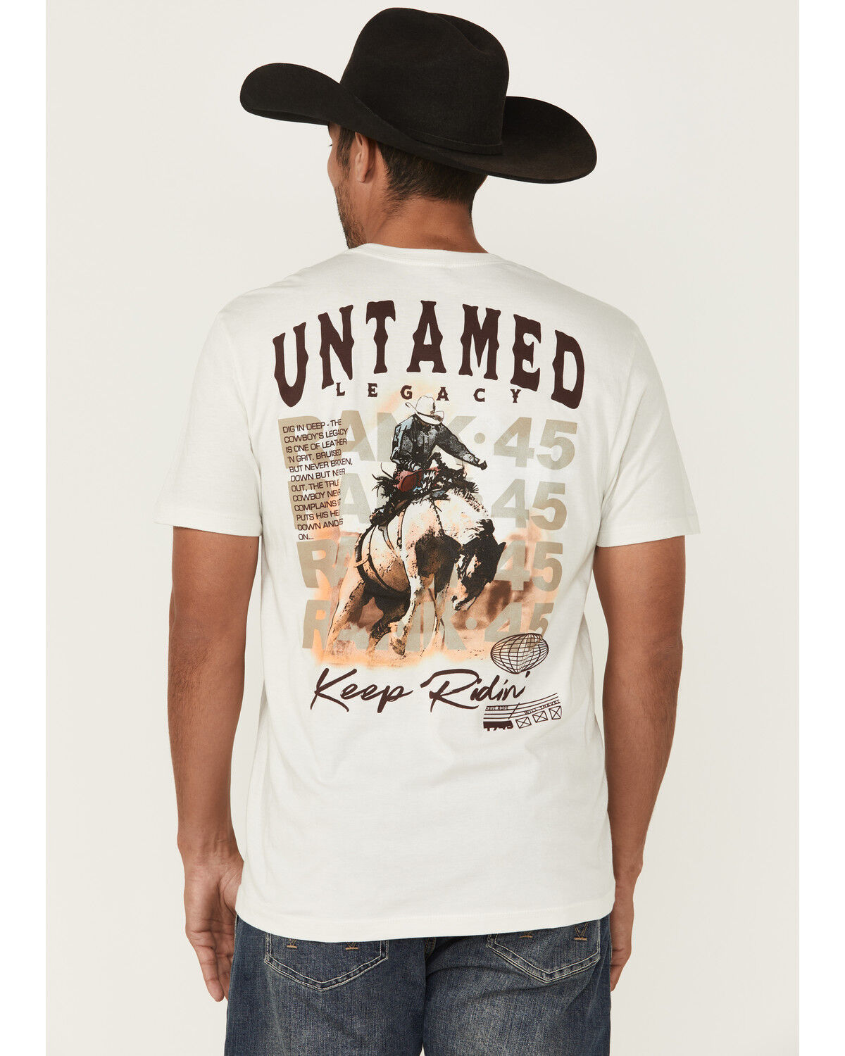 Image #1 - RANK 45® Men's Untamed Cowboy Short Sleeve Graphic T-Shirt, Natural, hi-res