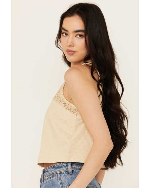 Image #2 - Cleo + Wolf Women's Blaire Cropped Jacquard and Lace Tank , Oatmeal, hi-res