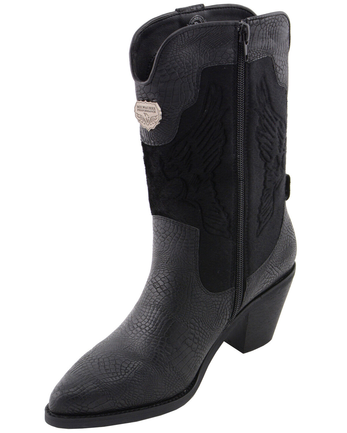 Image #2 - Milwaukee Leather Women's Snake Print Western Boots - Round Toe, Black, hi-res
