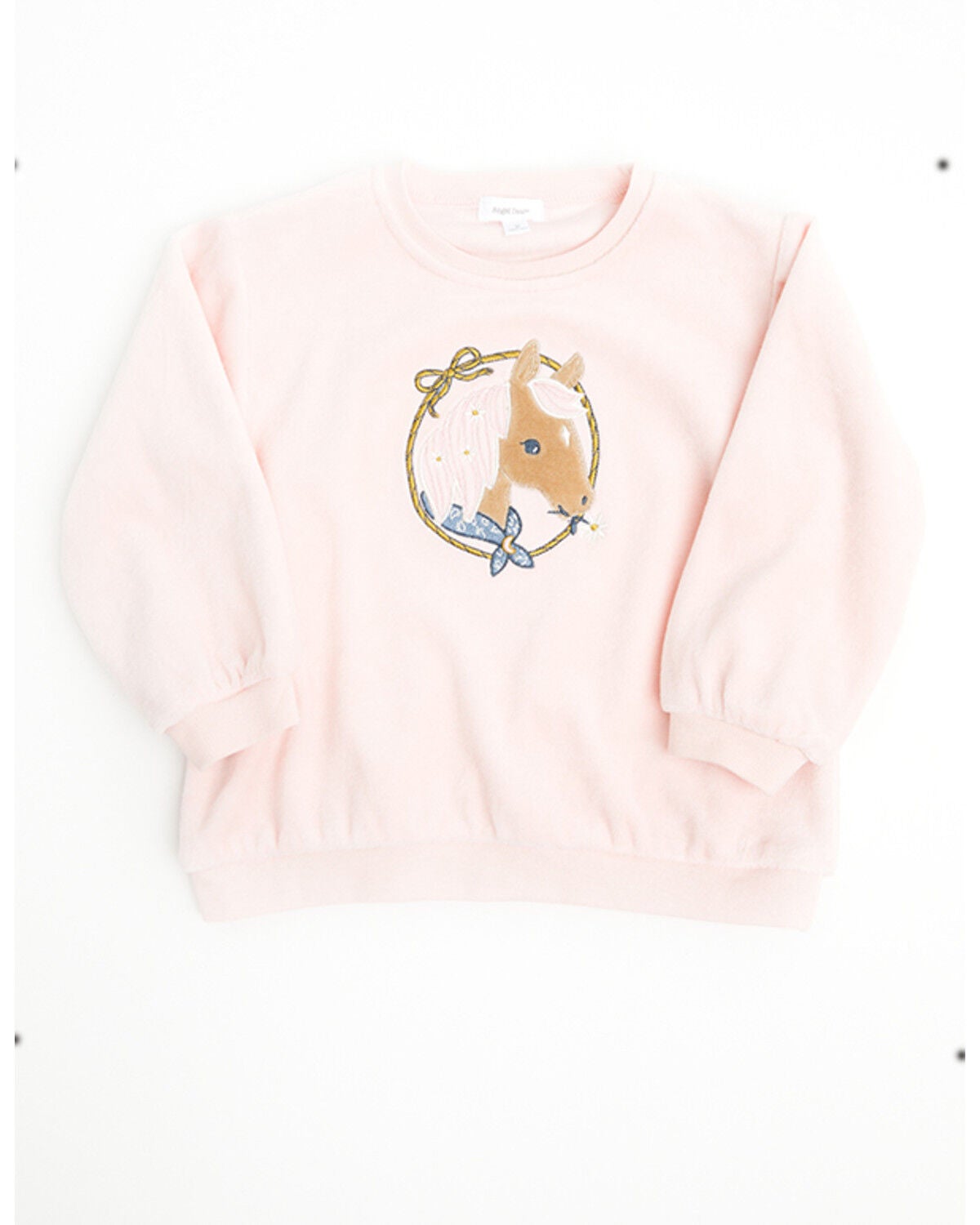 Angel Dear Toddler Girls' Velour Horse Pullover Sweater, Pink, hi-res