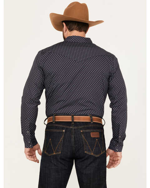 Image #4 - Gibson Trading Co Men's Holden Print Long Sleeve Western Snap Shirt, Navy, hi-res