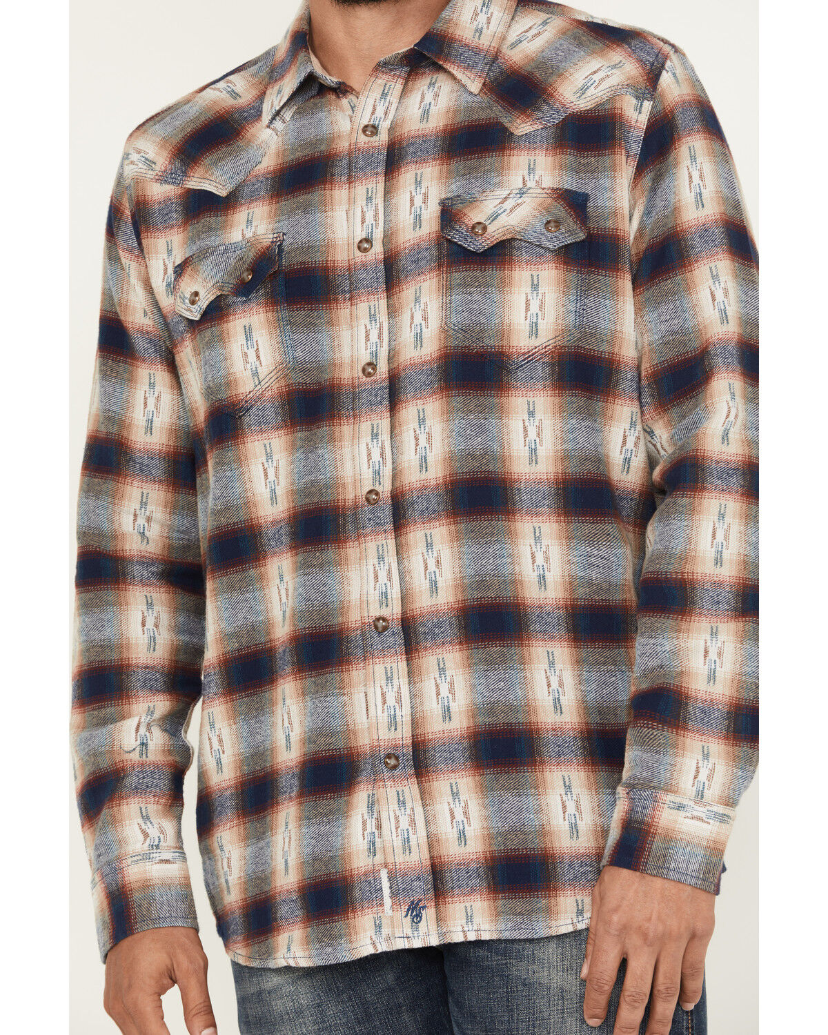 Image #3 - Moonshine Spirit Men's Sunburst Plaid Print Long Sleeve Button-Down Flannel Shirt, Tan, hi-res