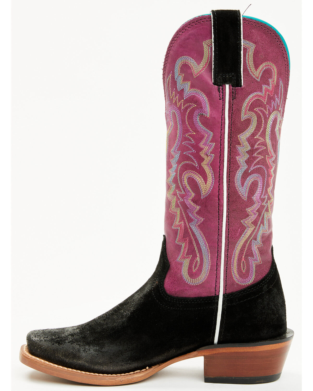 Image #3 - Justin Women's Breaking News Suede Western Boots - Square Toe, Black, hi-res