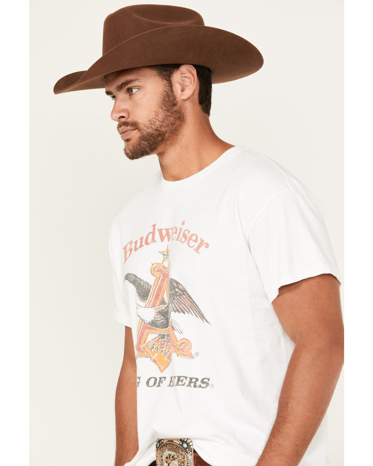 Image #2 - Budweiser Men's King Of Beers Logo Short Sleeve Graphic T-Shirt, Off White, hi-res