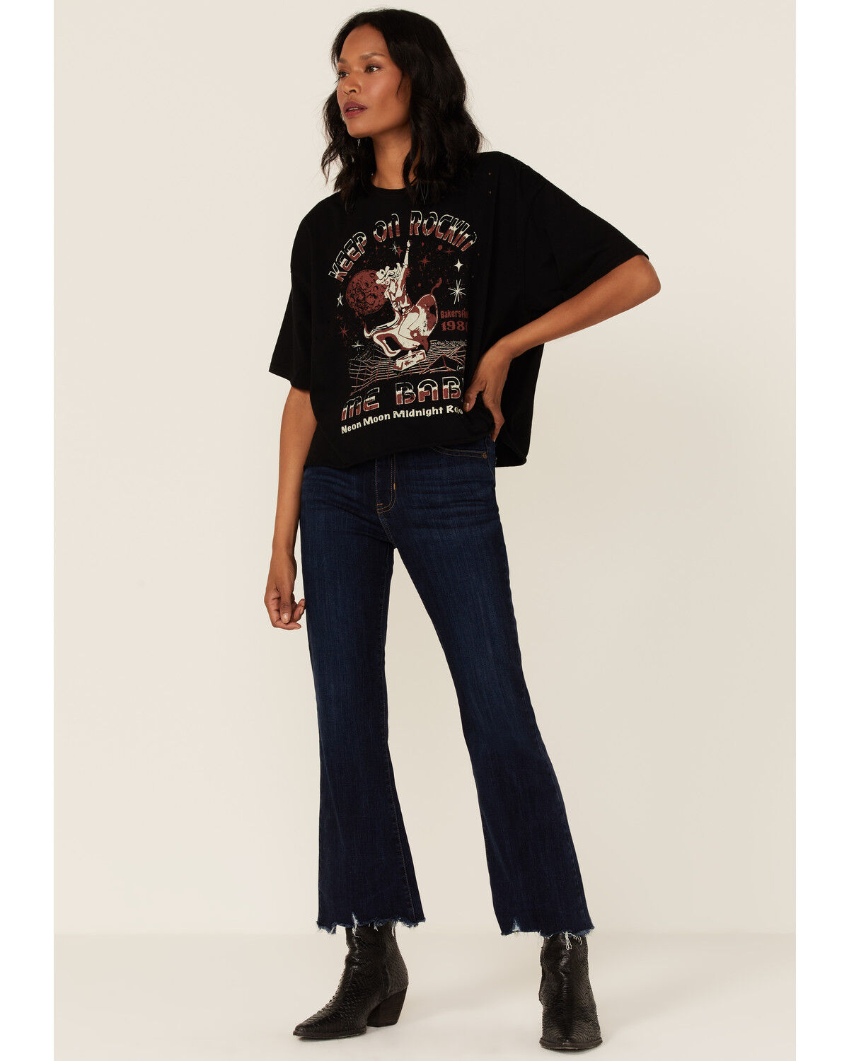 Image #4 - Country Deep Women's Rocking Graphic Tee, Black, hi-res