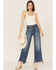 Image #1 - Free People Women's Straight Up Baggy Medium Wash High Rise Jeans, Medium Wash, hi-res