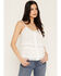 Image #1 - Shyanne Women's Lace Trim Pin Tuck Button-Front Cami, White, hi-res