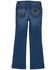 Image #1 - Wrangler Girls' Dark Wash Bootcut Stretch Denim Jeans, Dark Wash, hi-res