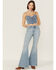 Flying Tomato Women's Denim Cropped Tank, Blue, hi-res