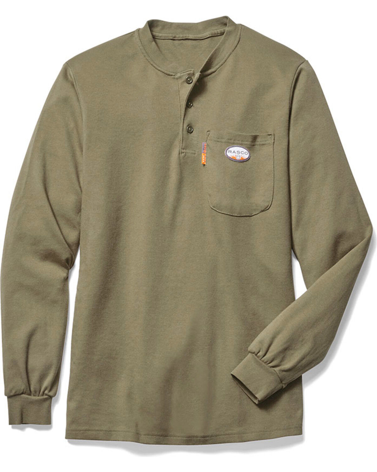 Image #1 - Rasco Men's FR Henley Long Sleeve Work T-Shirt, Beige/khaki, hi-res
