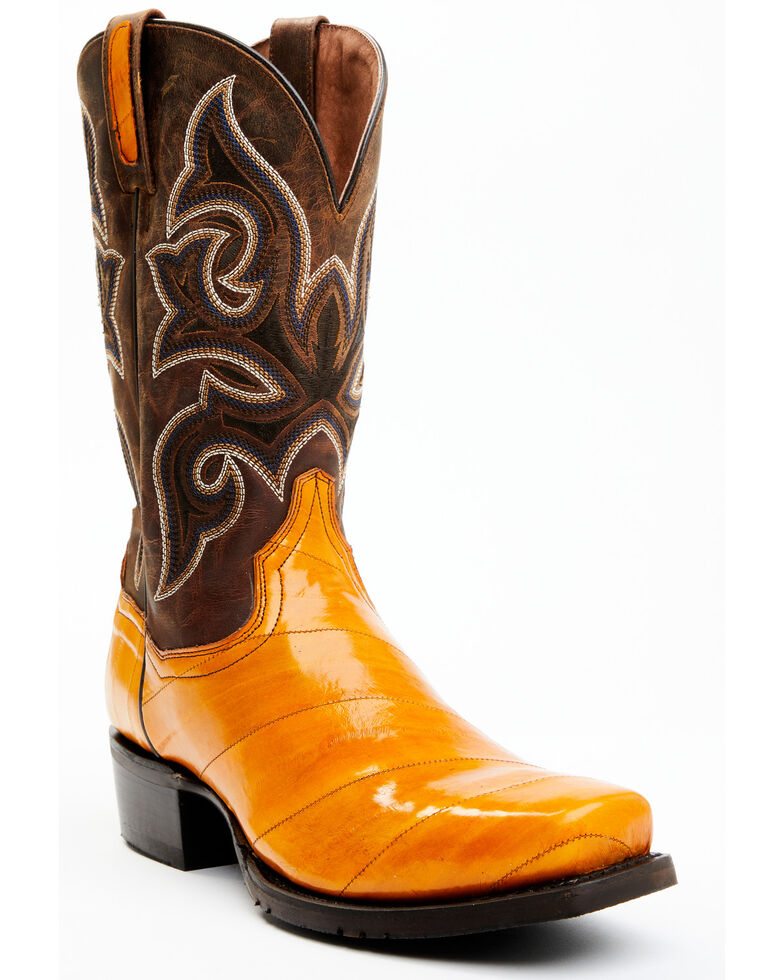 Dan Post Men's Eel Exotic Western Boots - Round Toe , Brown, hi-res