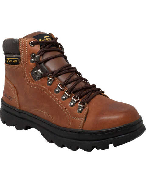 Image #1 - AdTec Men's Crazy Horse Leather 6" Work Hiker Boots - Soft Toe, Brown, hi-res