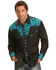 Image #1 - Scully Men's Gunfighter Embroidered Long Sleeve Snap Western Shirt , Turquoise, hi-res
