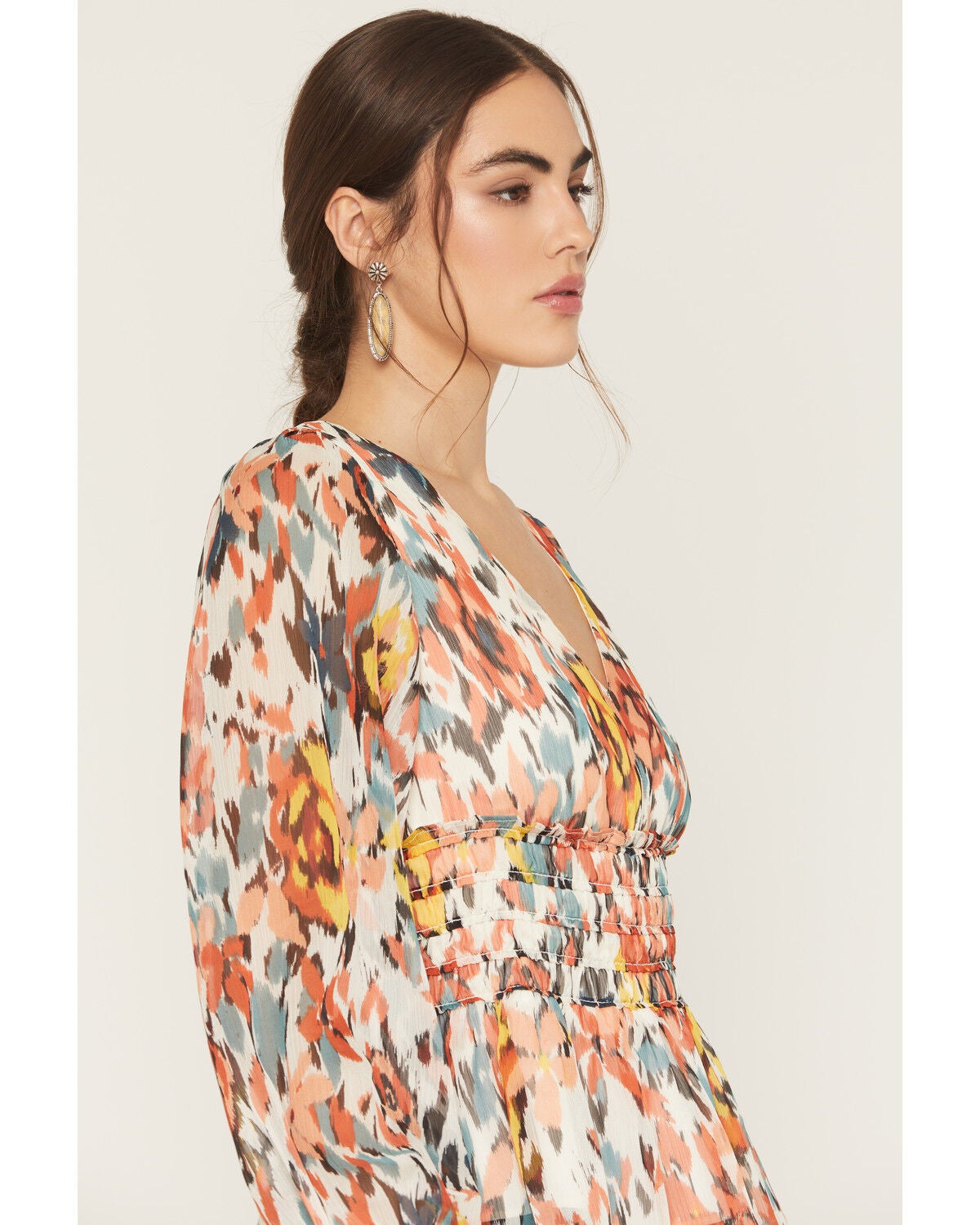 Image #2 - Shyanne Women's Floral Print Long Sleeve Top, Cream, hi-res