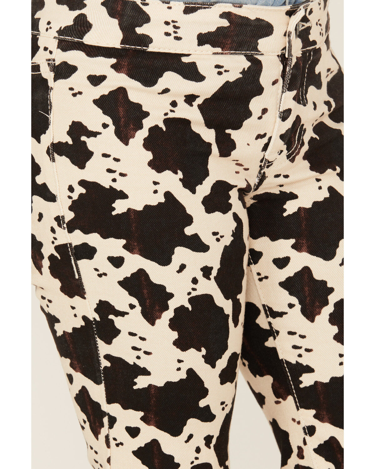 Image #2 - Rock & Roll Denim Girls' Cow Print Bargain Button Stretch Flare Jeans, Multi, hi-res