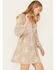 Image #2 - Wild Moss Women's Floral Embroidered Long Sleeve Mini Dress, Tan, hi-res
