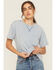 Image #1 - Cleo & Wolf Women's Boyfriend Short Sleeve Pocket Tee, Light Blue, hi-res