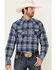 Ariat Men's Hempstead Retro Small Plaid Print Long Sleeve Snap Western Shirt , Blue, hi-res