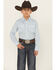 Image #1 - Wrangler 20X Boys' Geo Print Long Sleeve Snap Stretch Western Shirt, Blue, hi-res