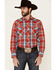 Image #1 - Roper Men's Warm Red Large Plaid Long Sleeve Pearl Snap Western Shirt , Red, hi-res