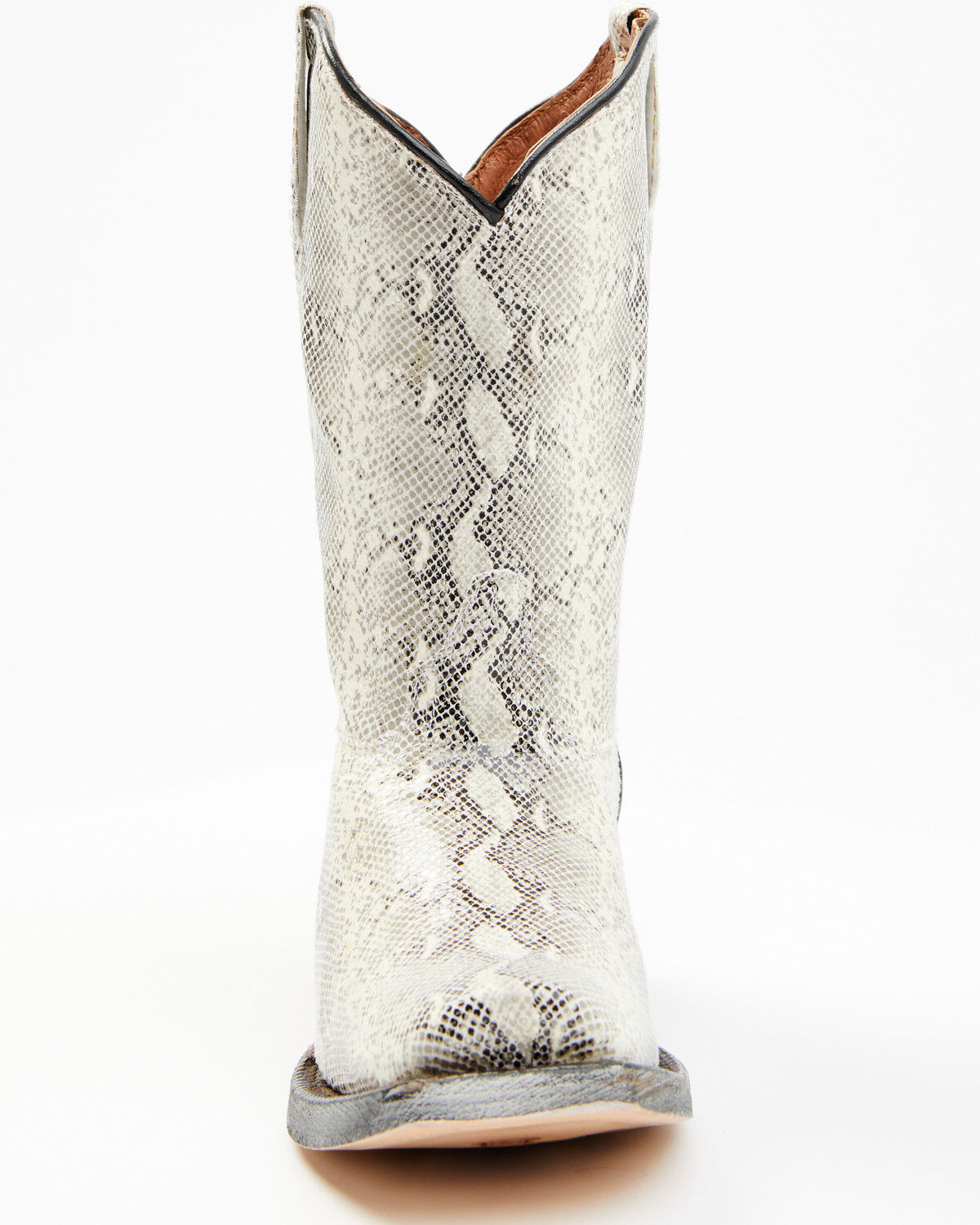 Image #4 - Tanner Mark Girls' Python Print Western Boots - Square Toe, Black/white, hi-res