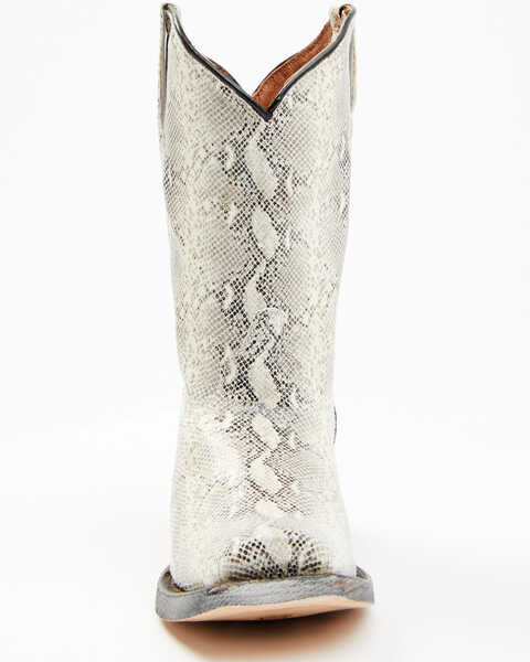 Image #4 - Tanner Mark Girls' Python Print Western Boots - Square Toe, Black/white, hi-res