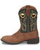 Justin Boys' Bowline Junior Western Boots - Broad Square Toe, Green/brown, hi-res