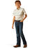 Image #4 - Ariat Boys' Sandshell Southwestern Striped Short Sleeve Button-Down Western Shirt , Sand, hi-res