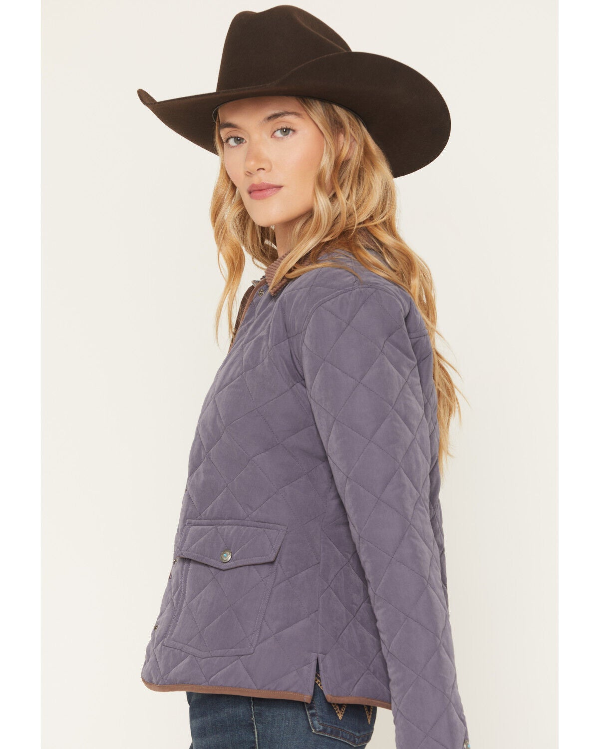 Image #2 - Shyanne Women's Solid Quilted Concho Snap Jacket, Violet, hi-res