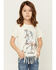 Image #1 - Shyanne Girls' Maisie Spotted Horse Fringe Short Sleeve Graphic Tee, Cream, hi-res