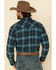 Image #2 - Resistol Men's Ombre Large Plaid Print Long Sleeve Western Snap Shirt, Blue, hi-res