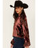 Image #2 - Shyanne Women's Velvet Beaded Jacket, Dark Red, hi-res