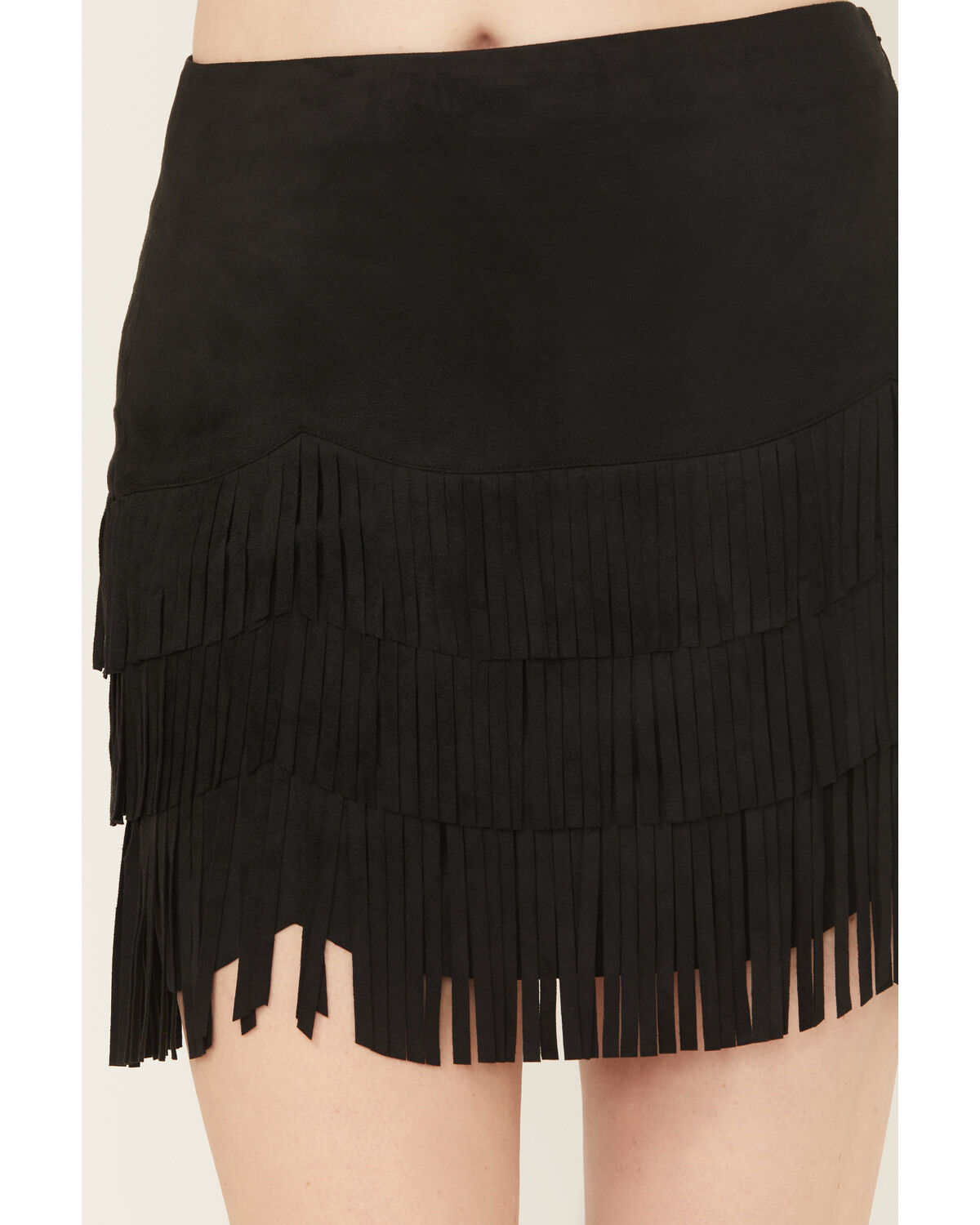 Image #2 - Idyllwind Women's Lindale Faux Suede Fringe Mini Skirt, Black, hi-res